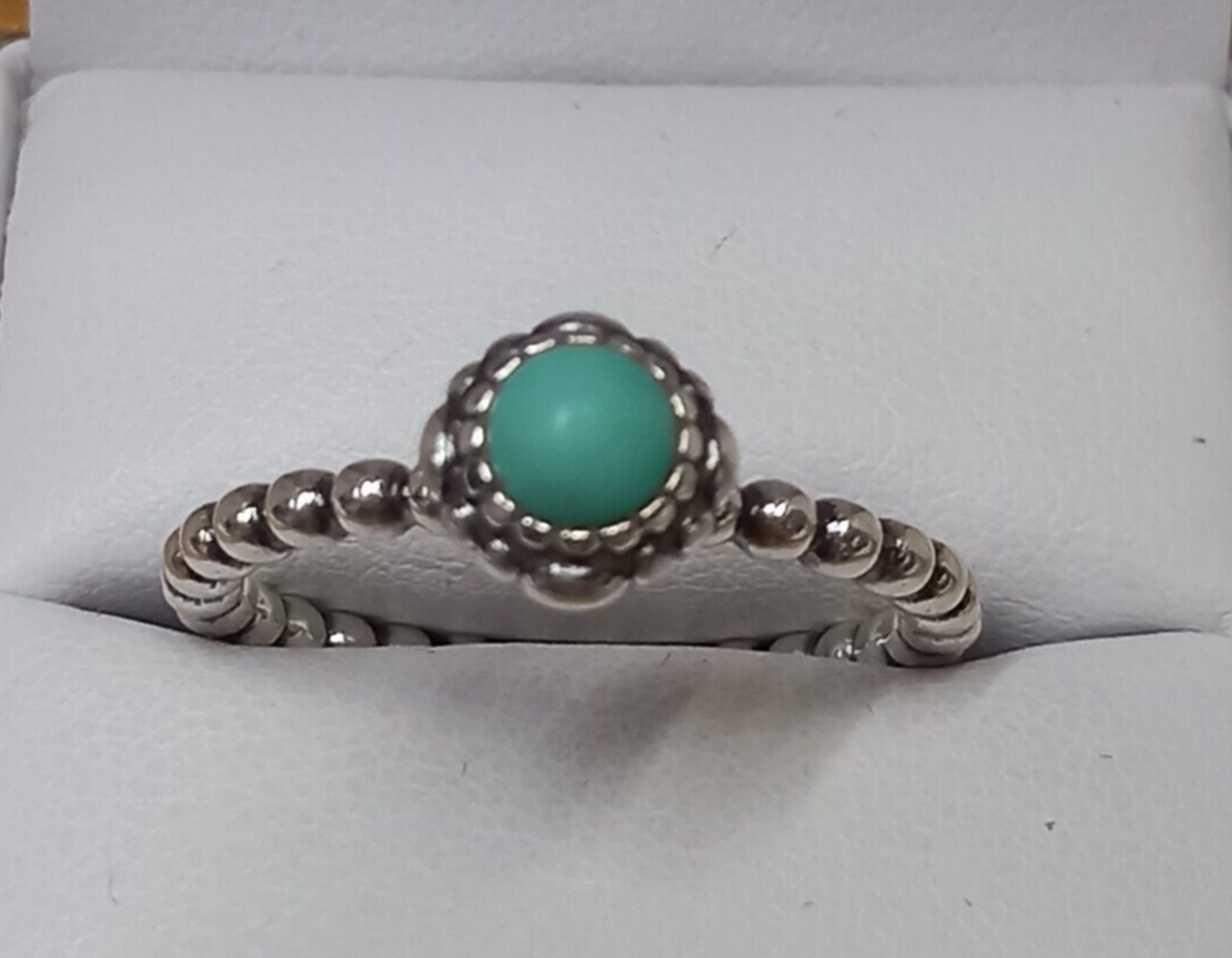 GENUINE PANDORA TURQUOISE DECEMBER BIRTHSTONE RING SIZE R1/2 - Image 2 of 4