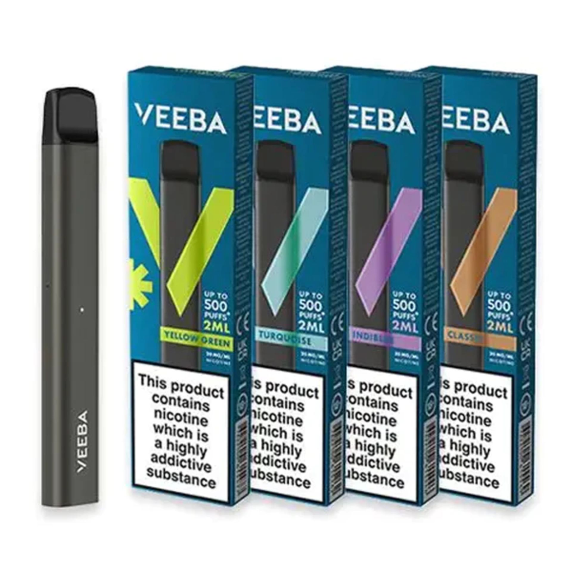 200 X VEEBA DISPOSABLE 500 PUFF VAPE PENS - MIX OF 4 FLAVOURS - EXP OCT 2024 - OVER 18 ONLY!