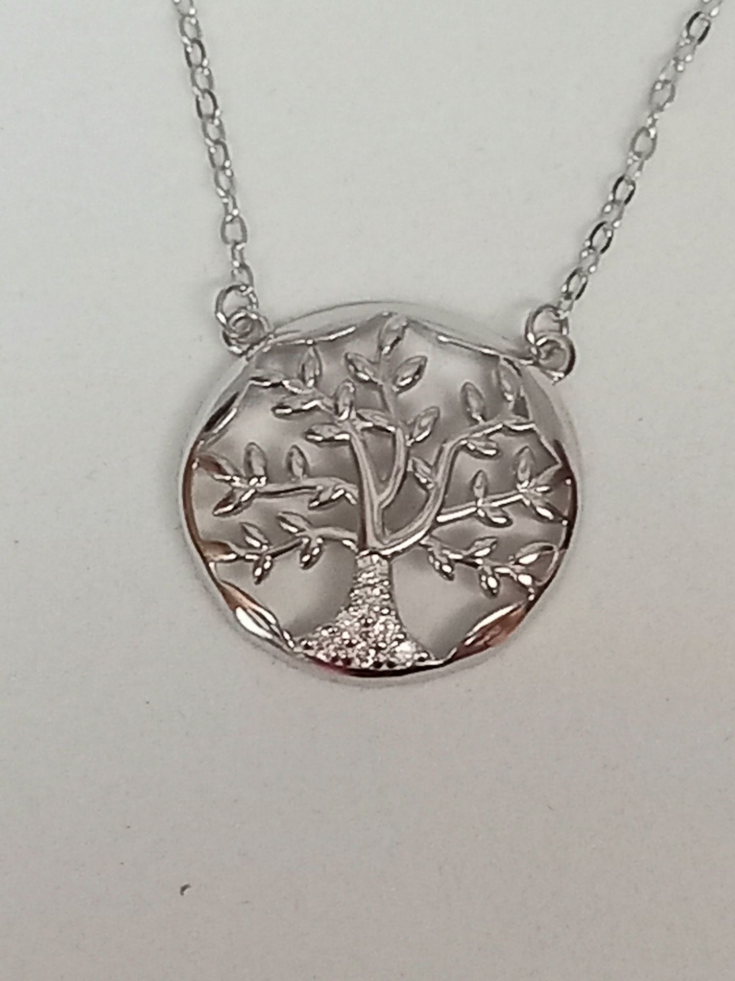 SILVER TREE OF LIFE PENDANT CUBIC ZIRCONIA STONES - Image 3 of 4