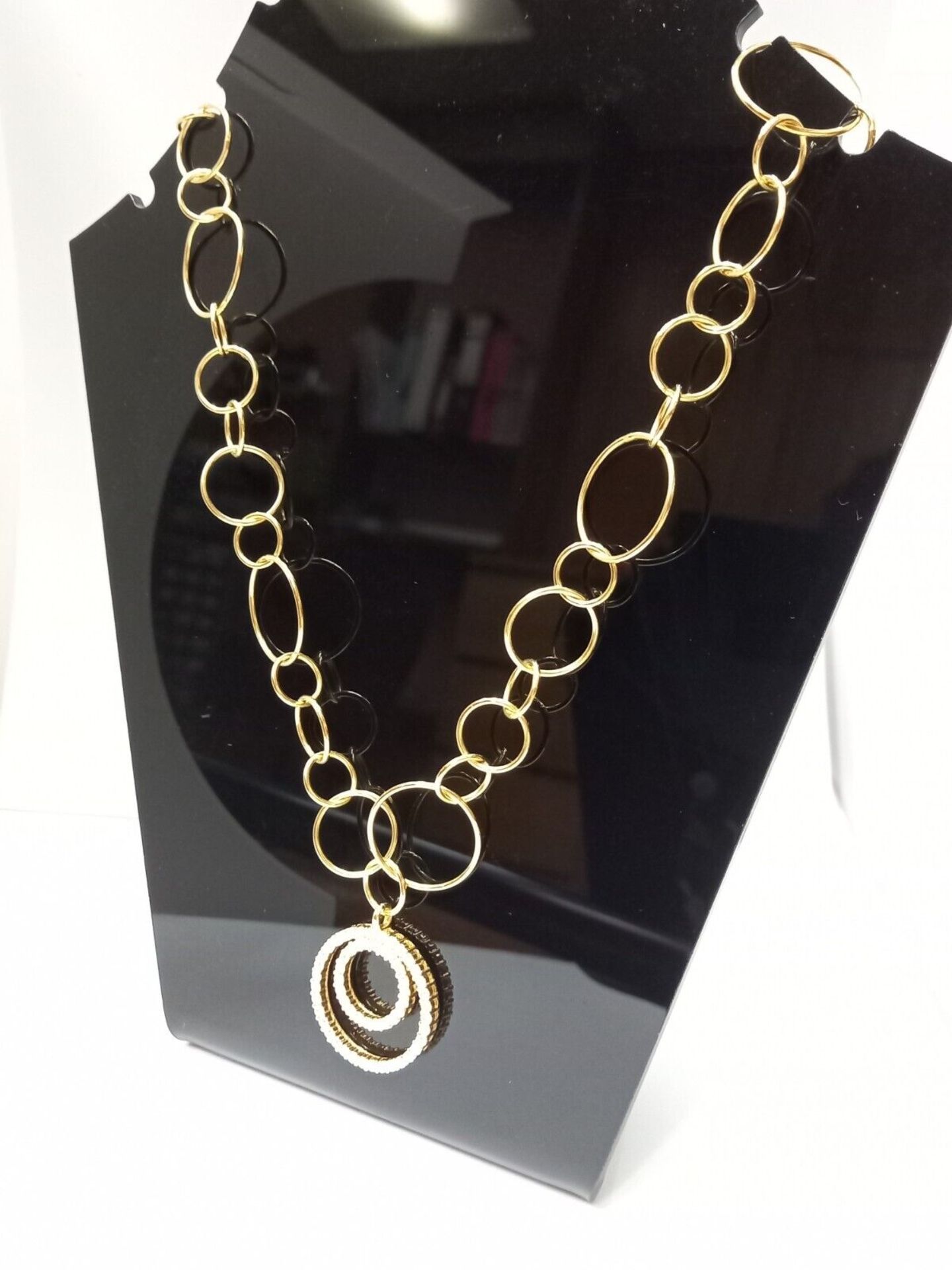 GOLD MULTI CIRCLES VERMEIL 925 SILVER ITALY NECKLACE - Image 3 of 3