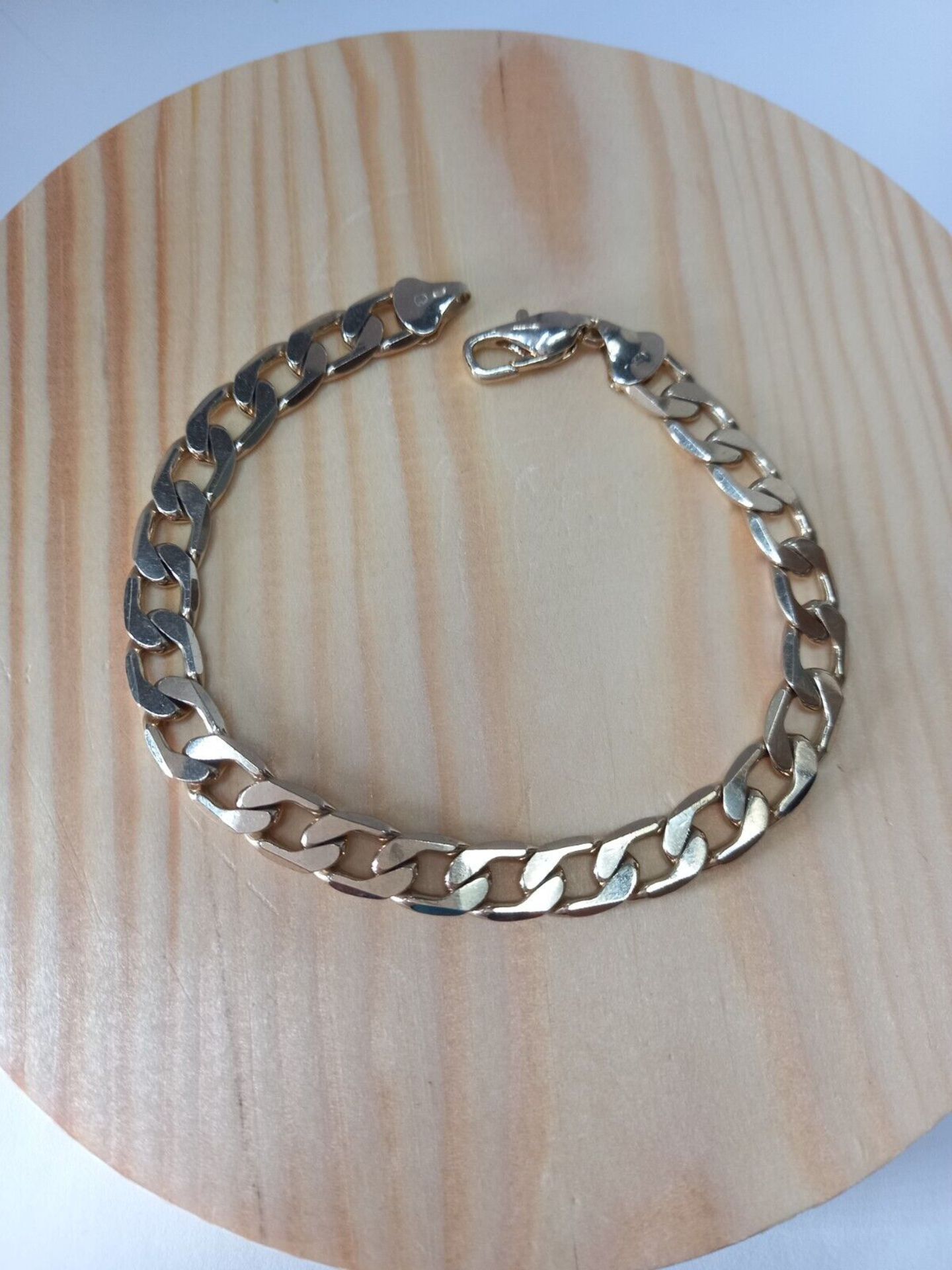 YELLOW GOLD PLATED GENTS BRACELET, 925 STERLING SILVER, 8.5INCH, CURB BRACELET - Image 3 of 3