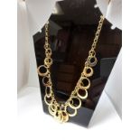 GOLD MULTI CIRCLES VERMEIL 925 SILVER ITALY NECKLACE