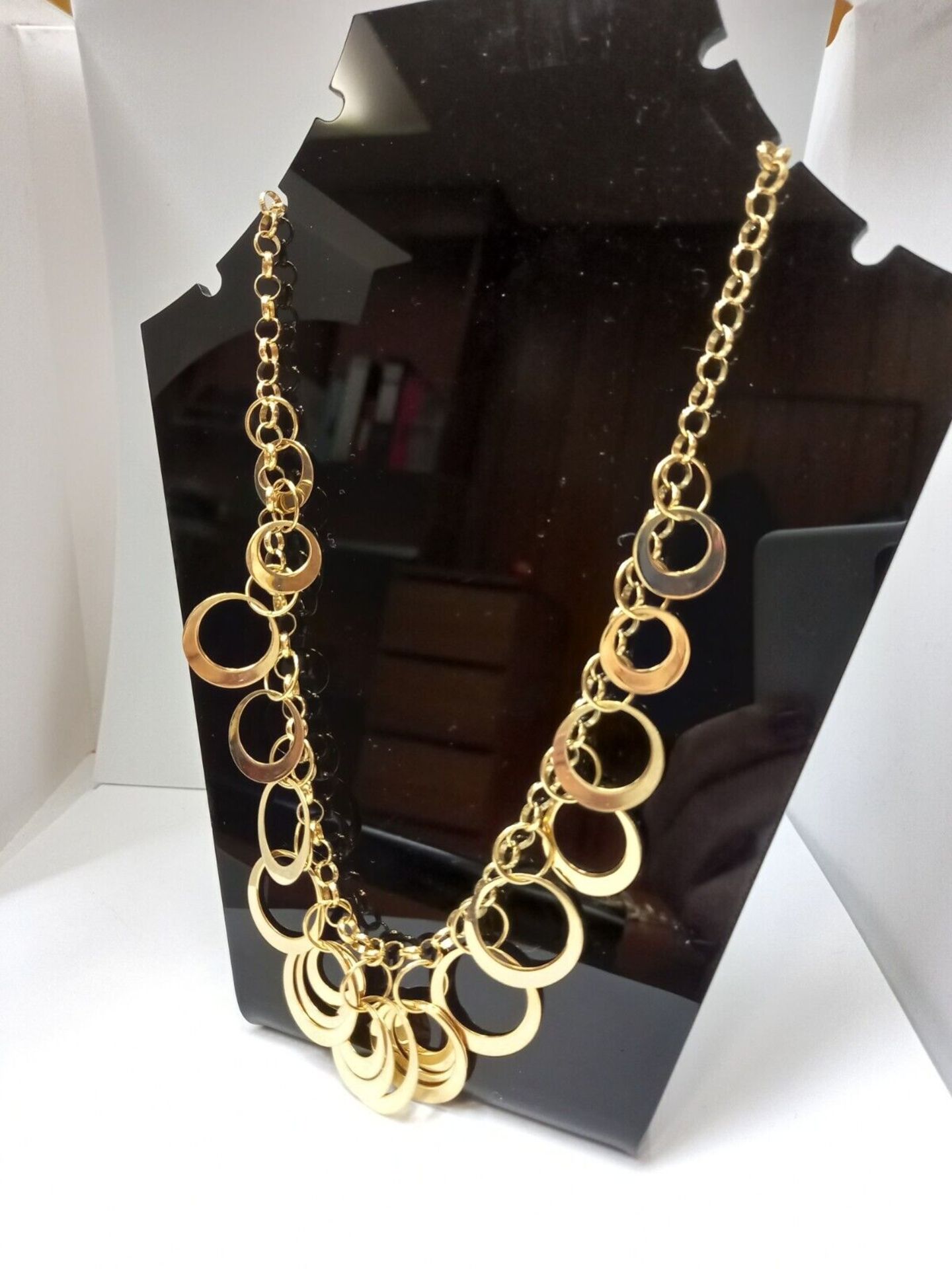 GOLD MULTI CIRCLES VERMEIL 925 SILVER ITALY NECKLACE