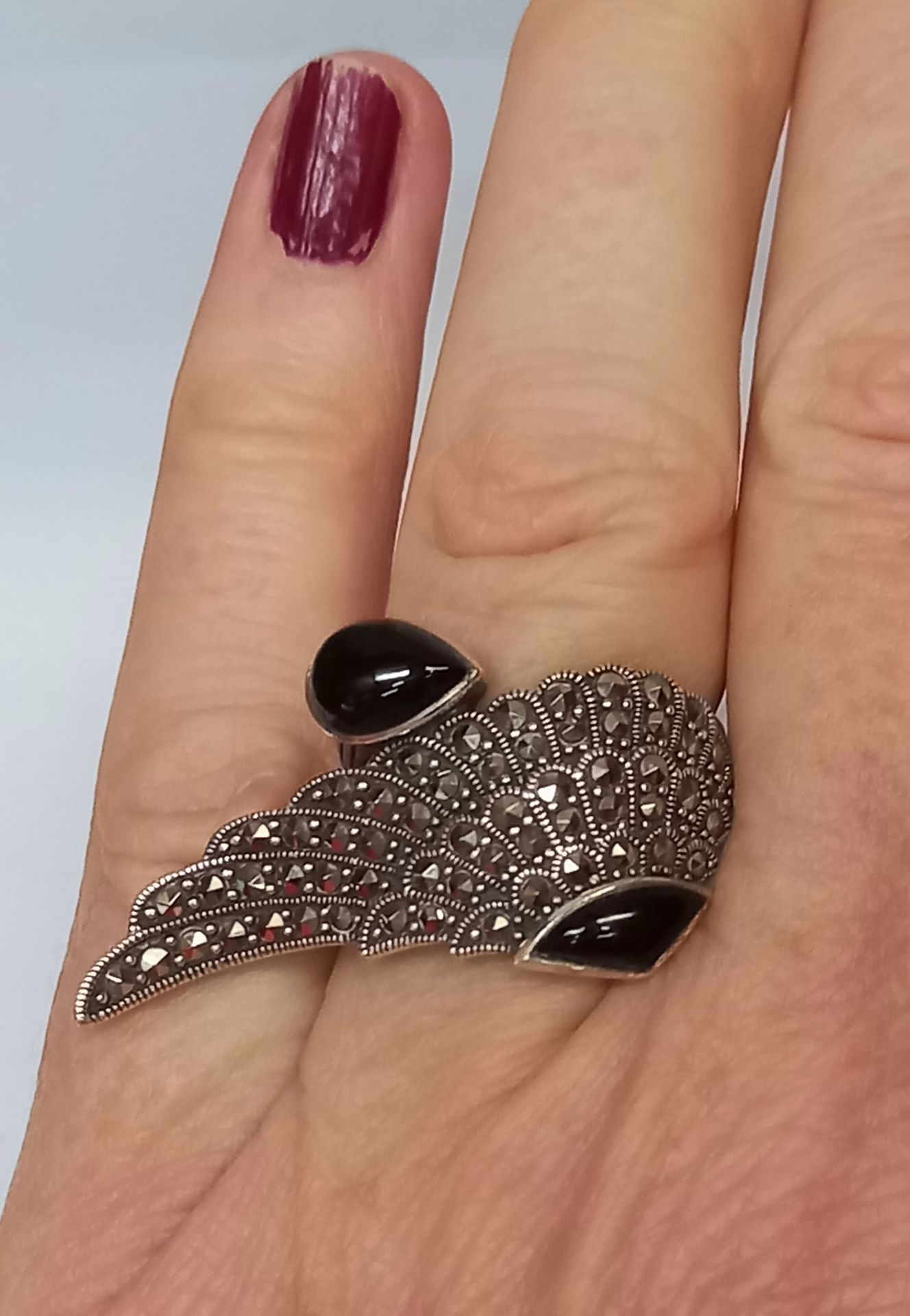STATEMENT MARCASITE SILVER RING