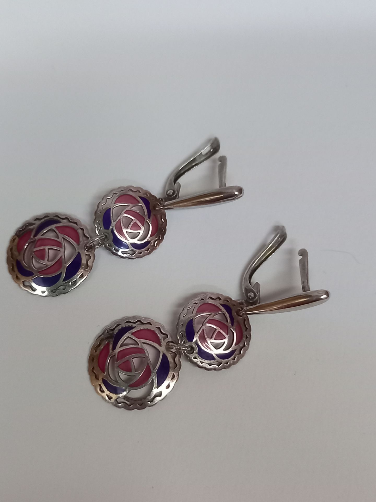 SILVER ART NUVO DESIGN DANGLING EARRINGS - Image 3 of 5