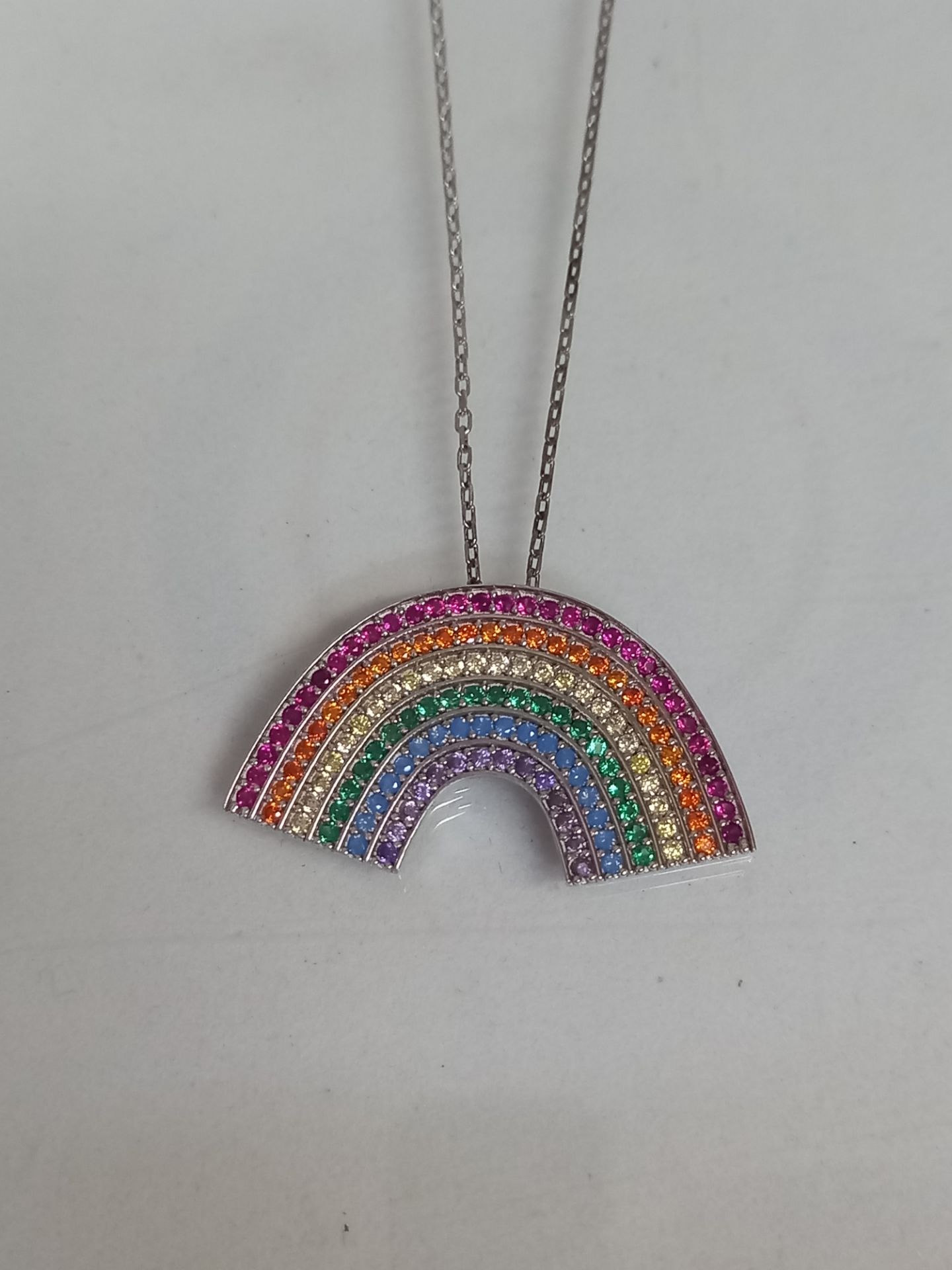 RAINBOW SILVER PENDANT &18" SILVER CHAIN - Image 3 of 4