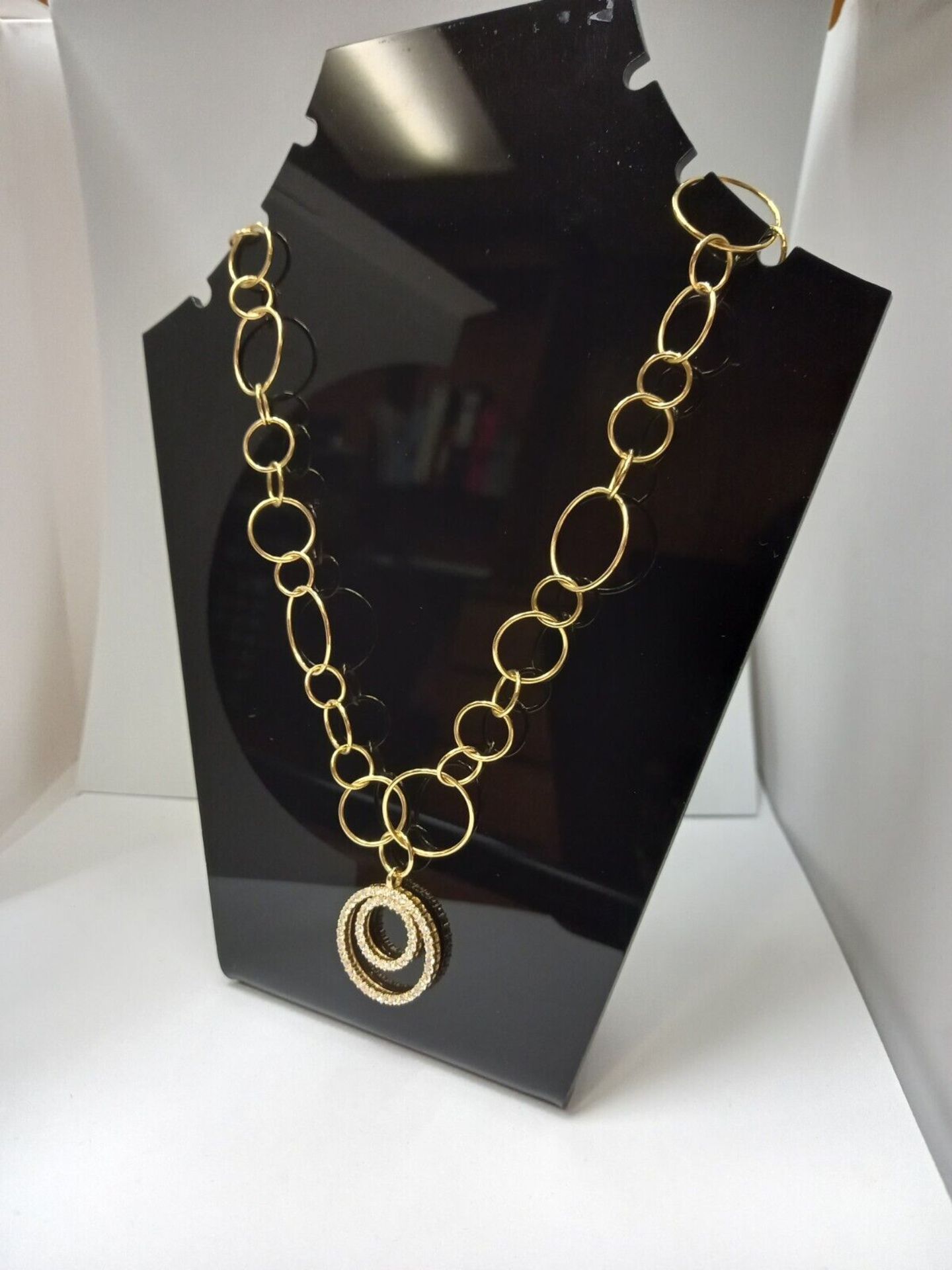 GOLD MULTI CIRCLES VERMEIL 925 SILVER ITALY NECKLACE