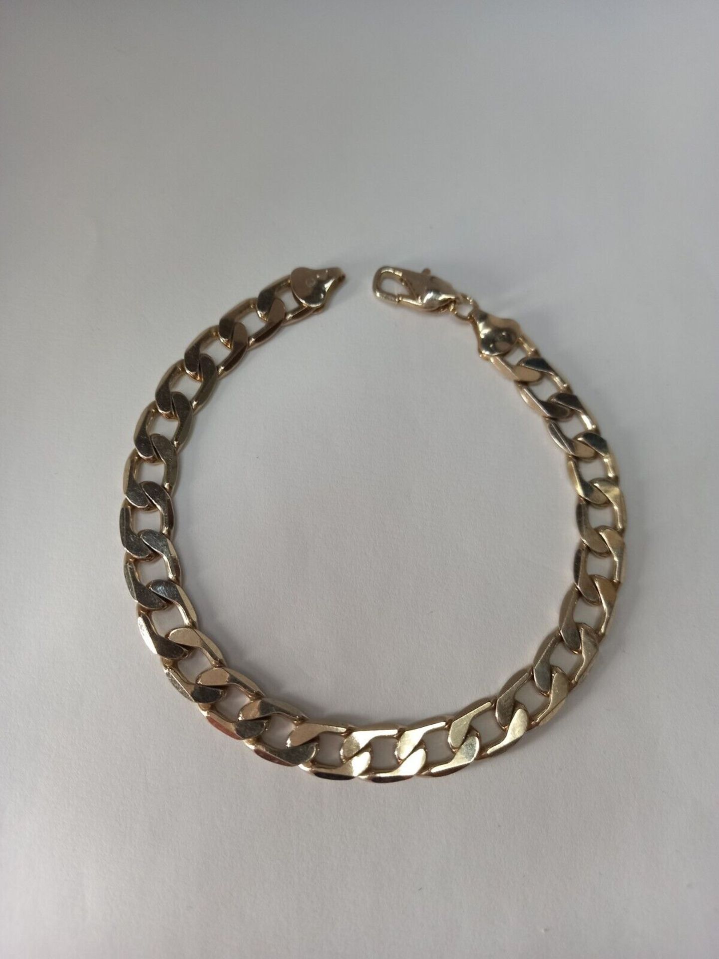 YELLOW GOLD PLATED GENTS BRACELET, 925 STERLING SILVER, 8.5INCH, CURB BRACELET - Image 2 of 3