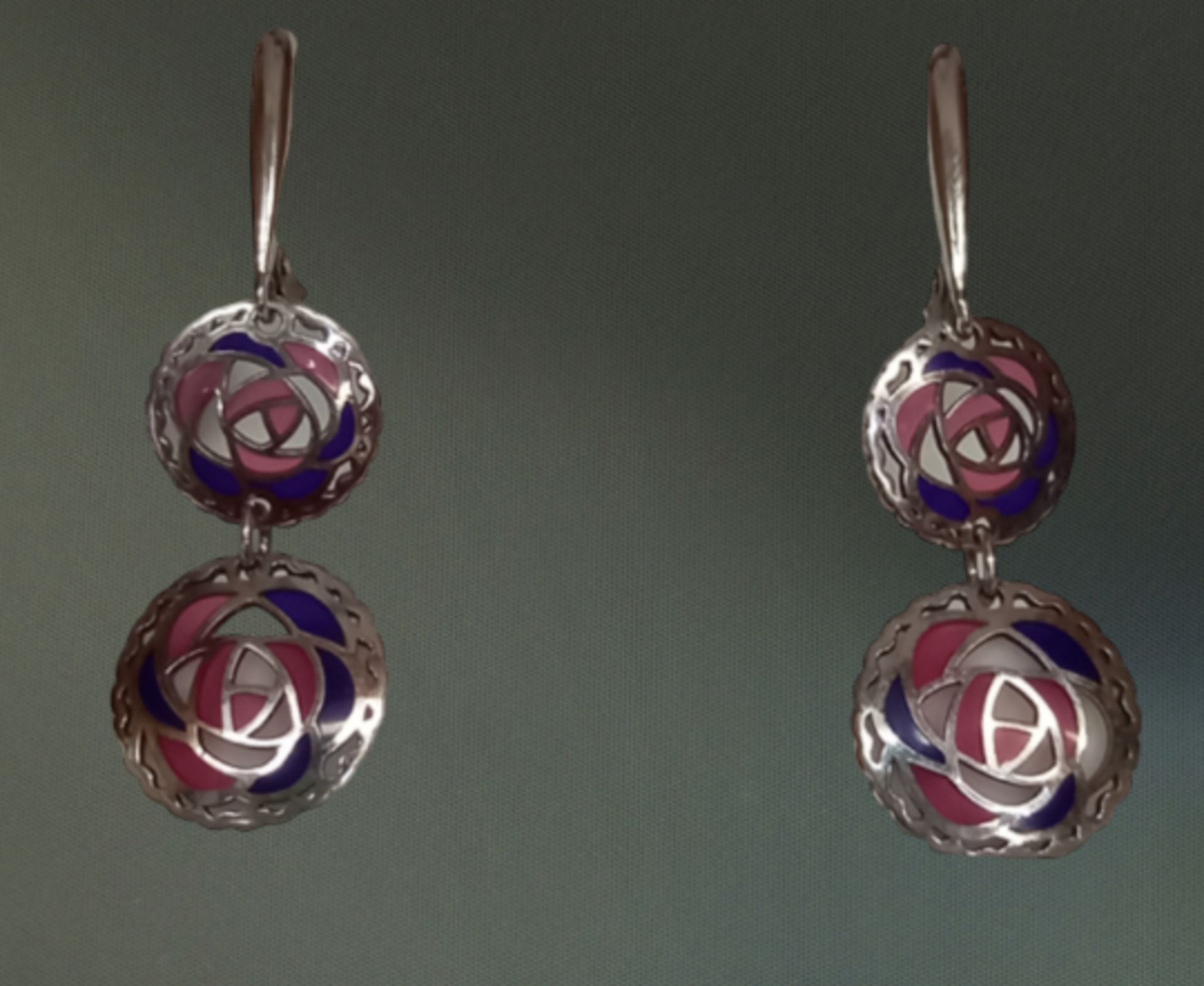 SILVER ART NUVO DESIGN DANGLING EARRINGS