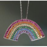 RAINBOW SILVER PENDANT &18" SILVER CHAIN