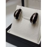 BLACK CERAMIC & DIAMOND EARRINGS/STERLING SILVER