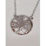 SILVER TREE OF LIFE PENDANT CUBIC ZIRCONIA STONES