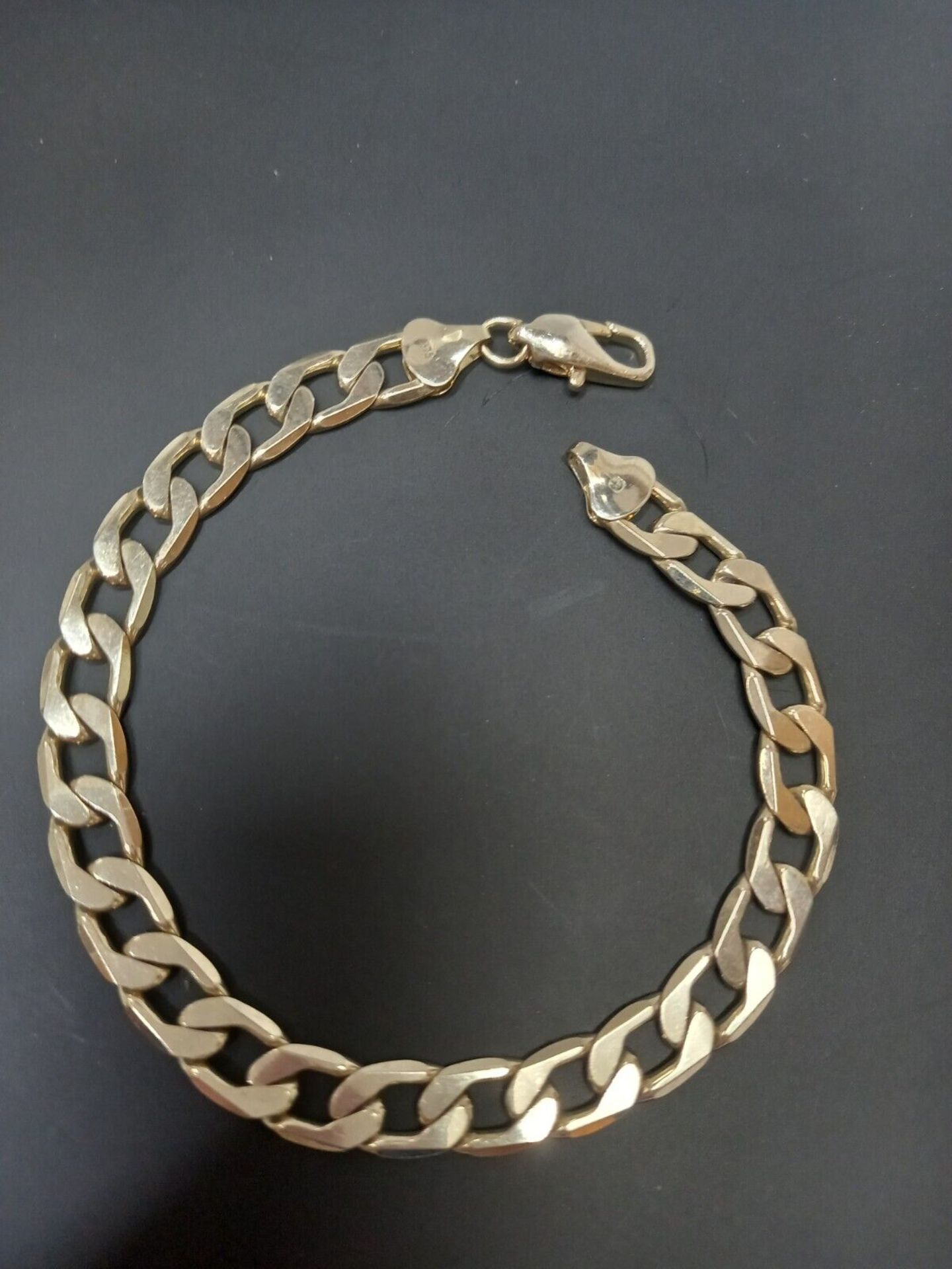 YELLOW GOLD PLATED GENTS BRACELET, 925 STERLING SILVER, 8.5INCH, CURB BRACELET