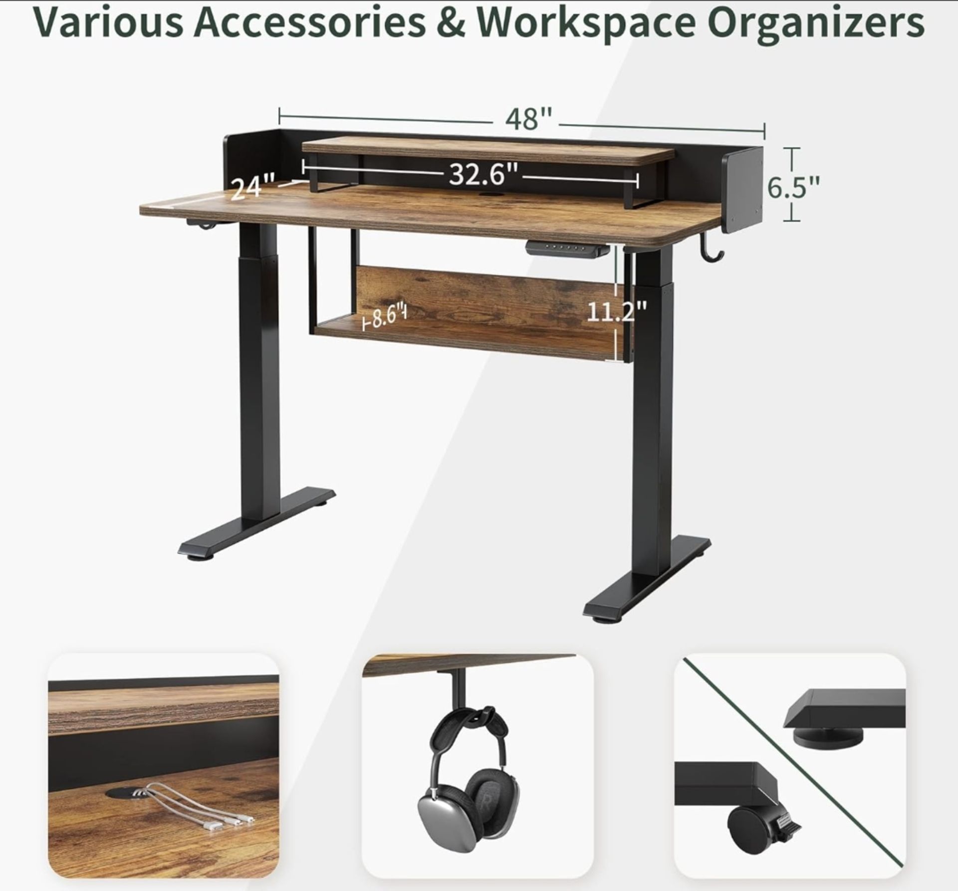 NEW BOXED ELECTRIC HEIGHT SIT STAND UP DESK - 120 * 60CM - Image 4 of 8