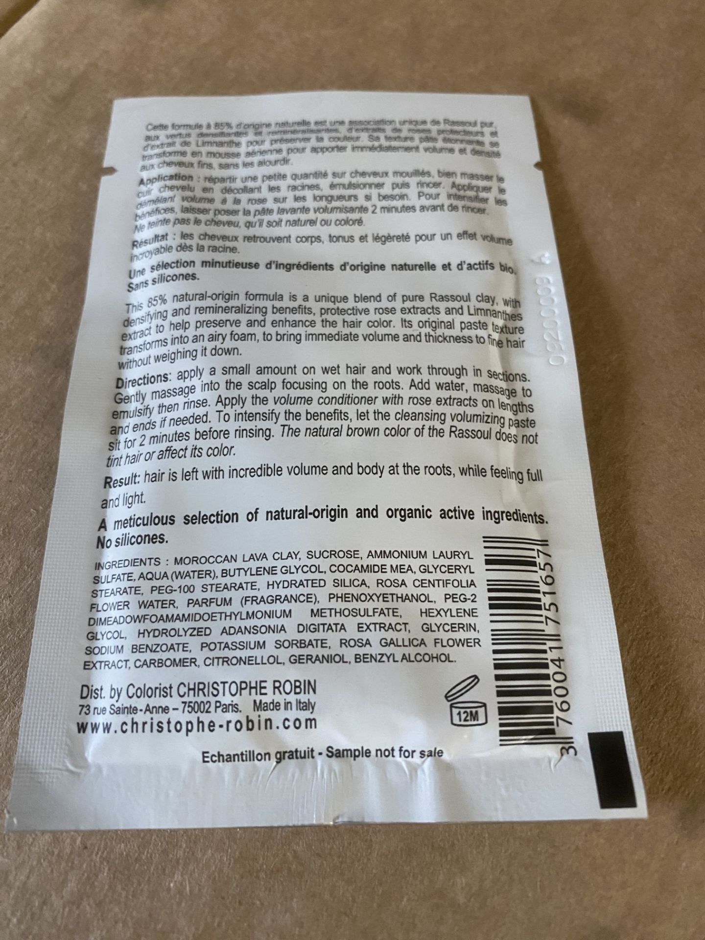 980 X CHRISTOPHE ROBIN CLEANSING VOLUMISING PASTE RASSOUL CLAY AND ROSE EXTRACTS 12ML RRP£2940 - Image 4 of 4