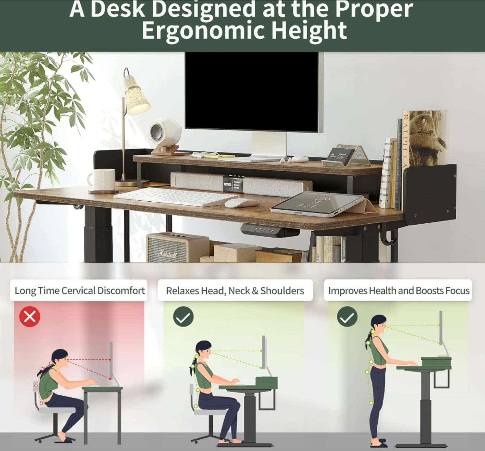 NEW BOXED ELECTRIC HEIGHT SIT STAND UP DESK - 120 * 60CM - Bild 8 aus 8