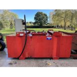2000L BUNDED DIESEL TANK WITH 230V PUMP AND DELIVERY HOSE WITH LITRE COUNTER.