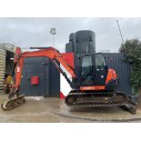 2016 KUBOTA EXCAVATOR: 5631 HOURS, FULL CAB, RED KEY, AIR CONDITION