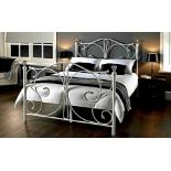 WHITE SINGLE METAL BED FRAME WITH CRYSTAL FINIALS