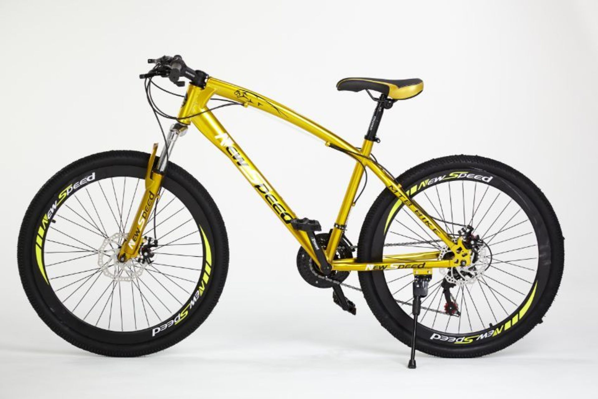 JOB LOT 5 X BRAND NEW NEW SPEED 21 GEARS STUNNING SUSPENSION GOLD COLOURED MOUNTAIN BIKE - Image 9 of 11