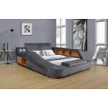 MULTI FUNCTION BED - MASSAGE, MUSIC SPEAKERS, LIGHT, STORAGE, SAFE (KING SIZE, GREY) RRP £2199