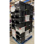 4 X B&Q VIRTUALLY UNBREAKABLE HEAVY DUTY EXTRA LARGE STACKING BINS WITH EASY FIT CAPS - NO VAT