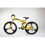 YELLOW 26" FULL SUSPENSION 21 GEAR FOLDING MOUNTAIN BIKE