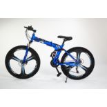 FULL SUSPENSION BLUE FIREFLY FOLDING 21 GEAR MOUNTAIN BIKE 3 SPOKE 26" WHEELS