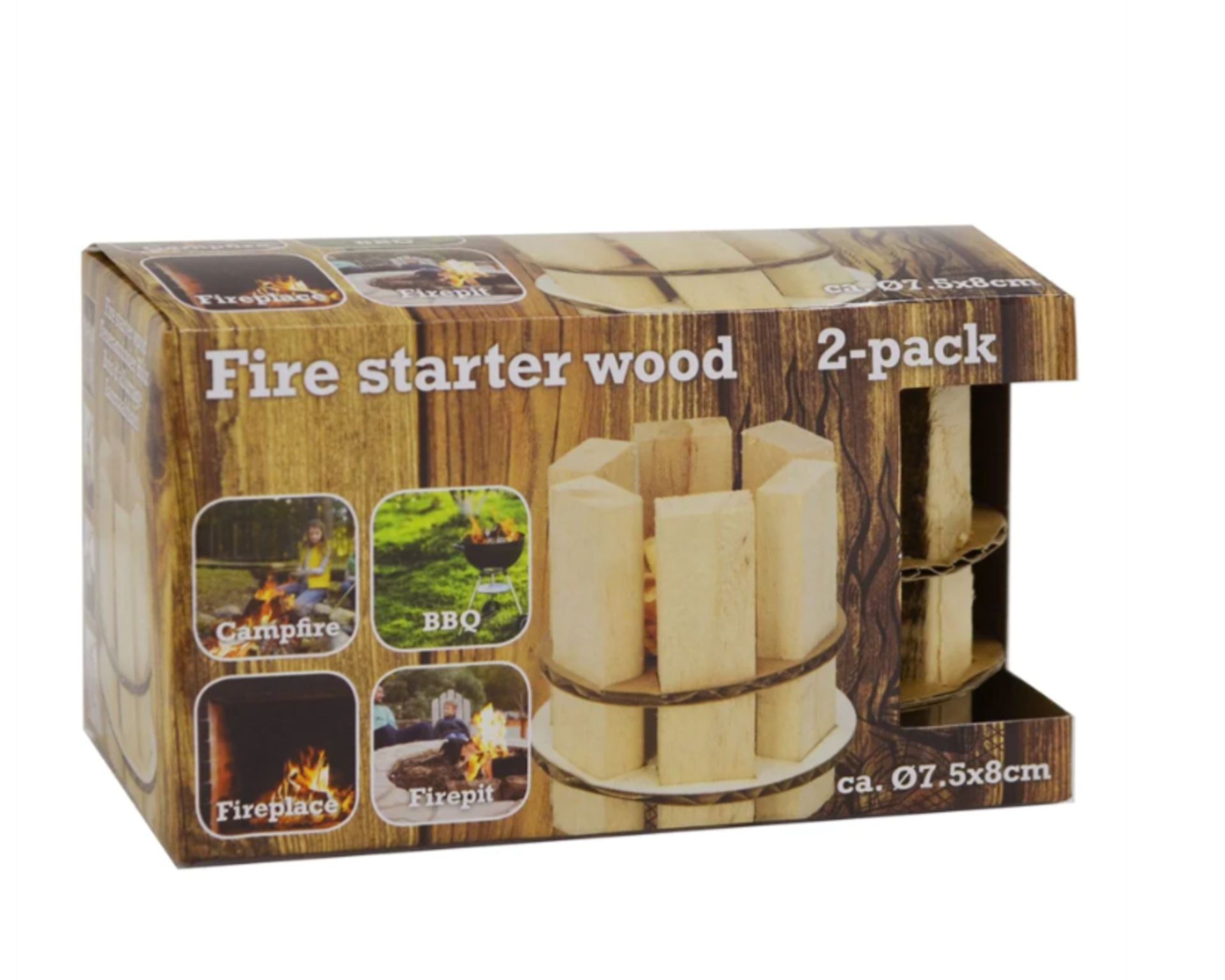 1,522 X NEW FIRE WOOD STARTER D7,5X8CM 2PC