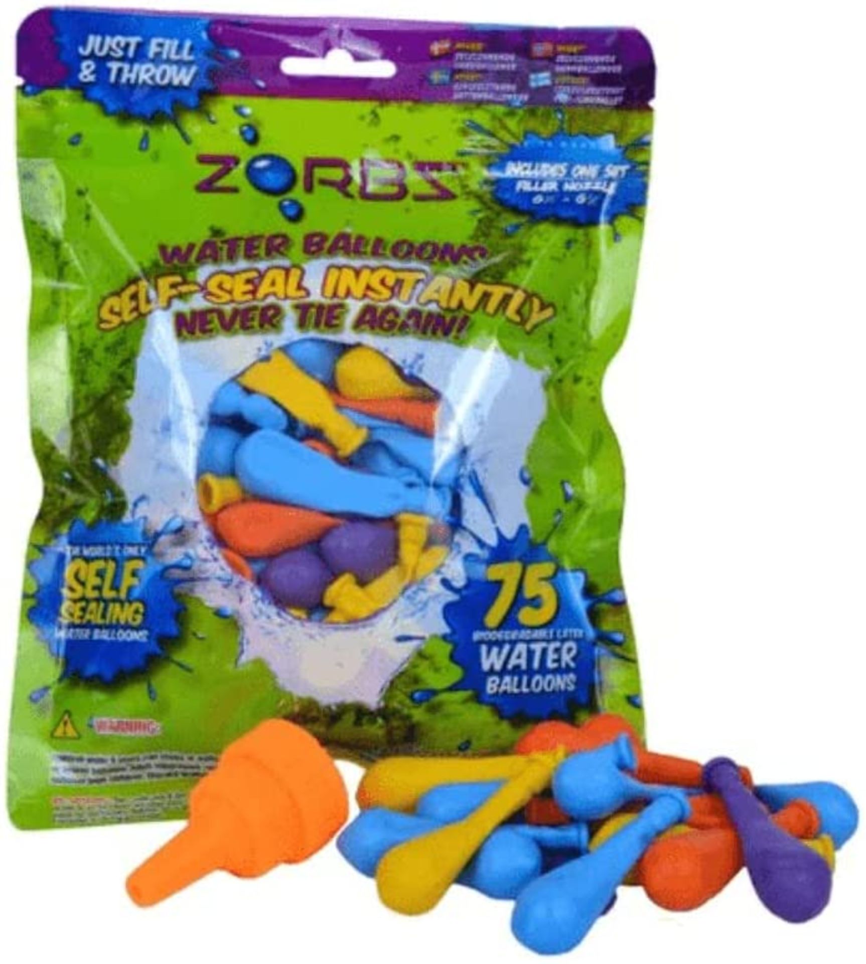 400 X PACKS OF 75 ZORBZ WATER BALLOONS SELF SEAL