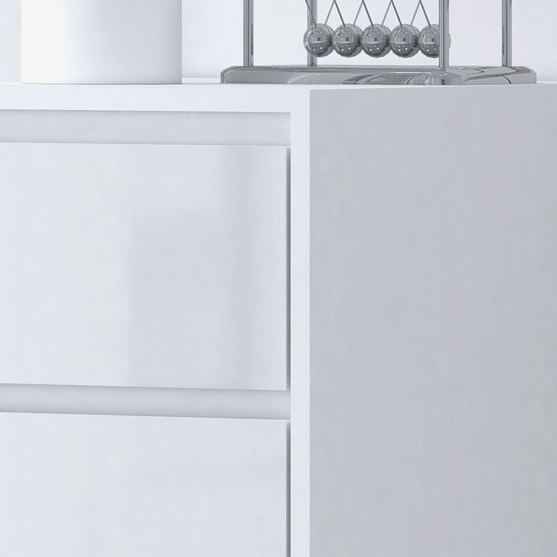 PAIR OF HIGH GLOSS WHITE BEDSIDE CABINET UNIT MODERN HANDLELESS DESIGN - H64CM X W40CM - Image 8 of 9