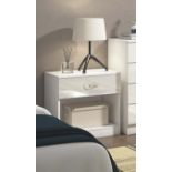 WHITE HIGH GLOSS BEDSIDE - NEW FLATPACKED