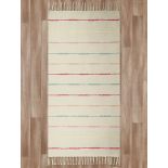 BOX OF 6 CREAM STRIPE TASSEL RUGS