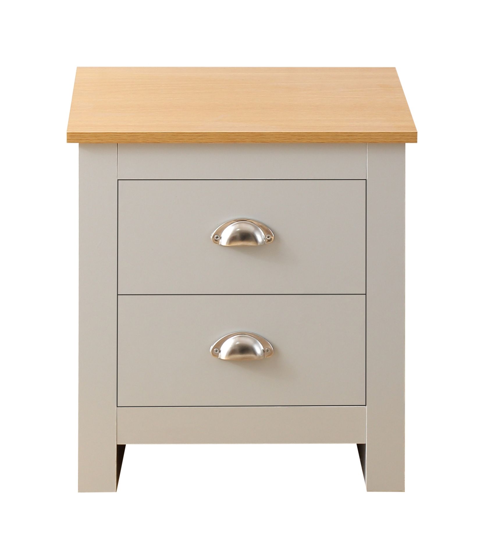 2 X BRAND NEW FLAT PACKED GREY WITH OAK TOP SHAKER-INSPIRED STYLISH DESIGN BEDSIDES - Image 2 of 4