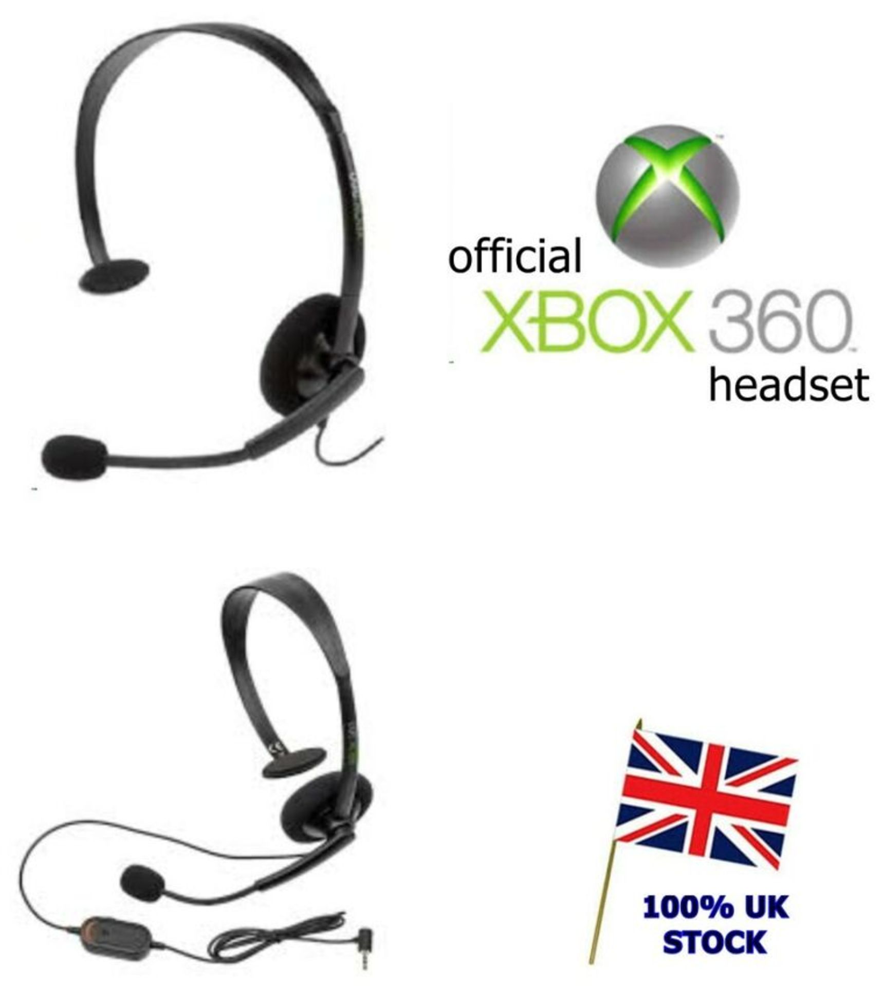 JOBLOT 100 X NEW OFFICIAL XBOX 360 LIVE ONLINE CHAT HEADSET WITH MIC GAMING HEADPHONES 2.5MM AUX