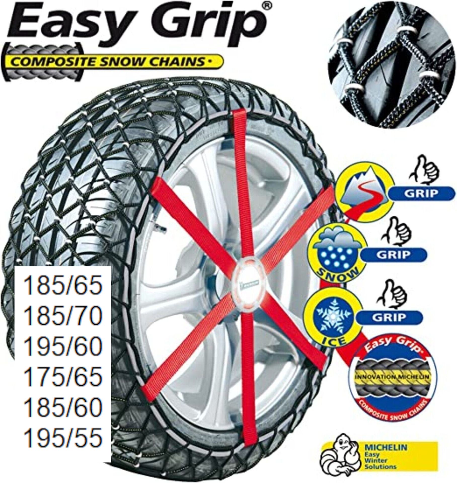 10 X MICHELIN 2 EASY GRIP COMPOSITE SNOW CHAINS G13 7900 165/70/14 185/60/14 TYRES - RRP £350 - Image 3 of 3