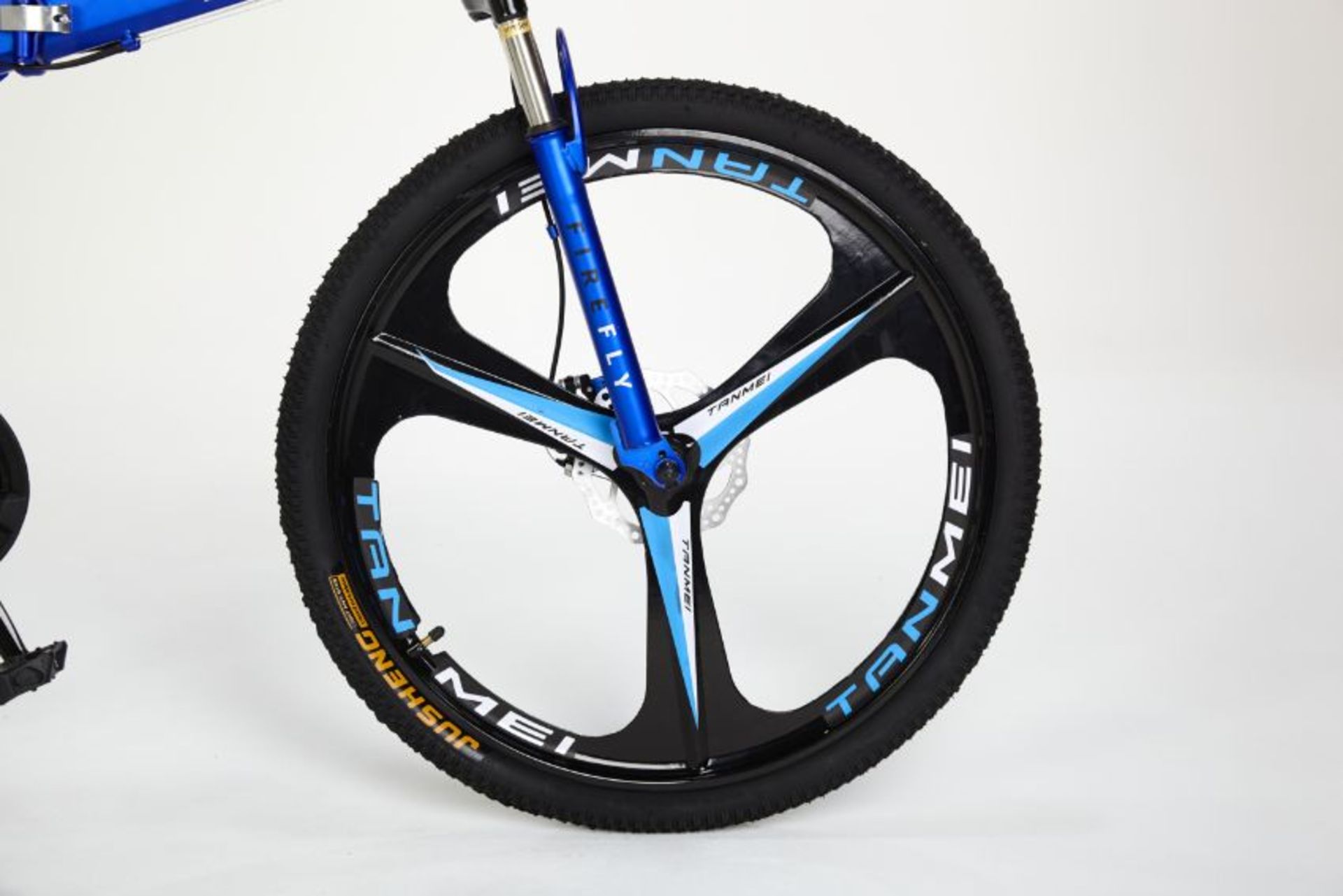 FULL SUSPENSION BLUE FIREFLY FOLDING 21 GEAR MOUNTAIN BIKE 3 SPOKE 26" WHEELS - Bild 6 aus 11