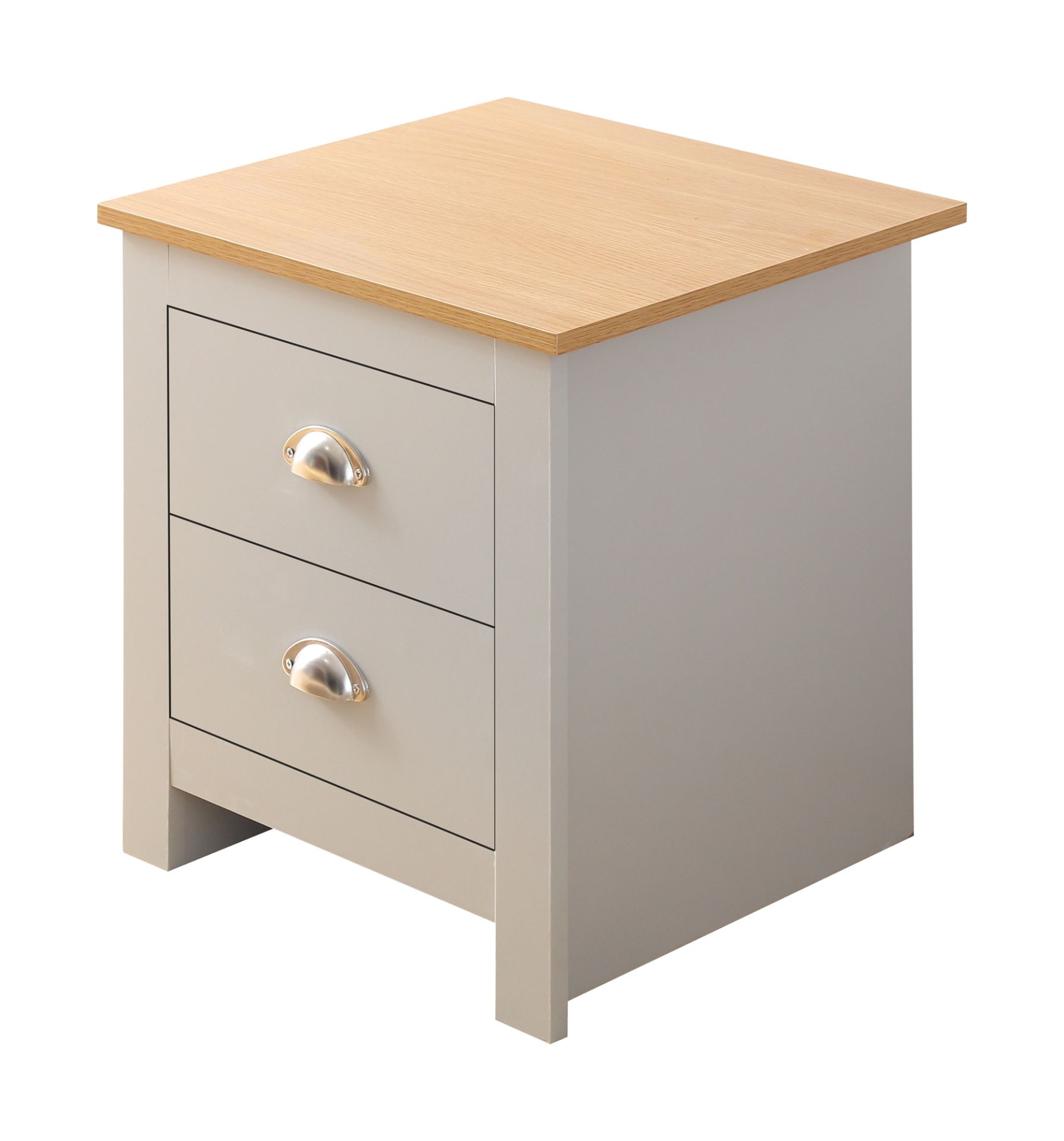 PAIR OF GREY WITH OAK TOP SHAKER-INSPIRED STYLISH DESIGN BEDSIDES - Bild 3 aus 4