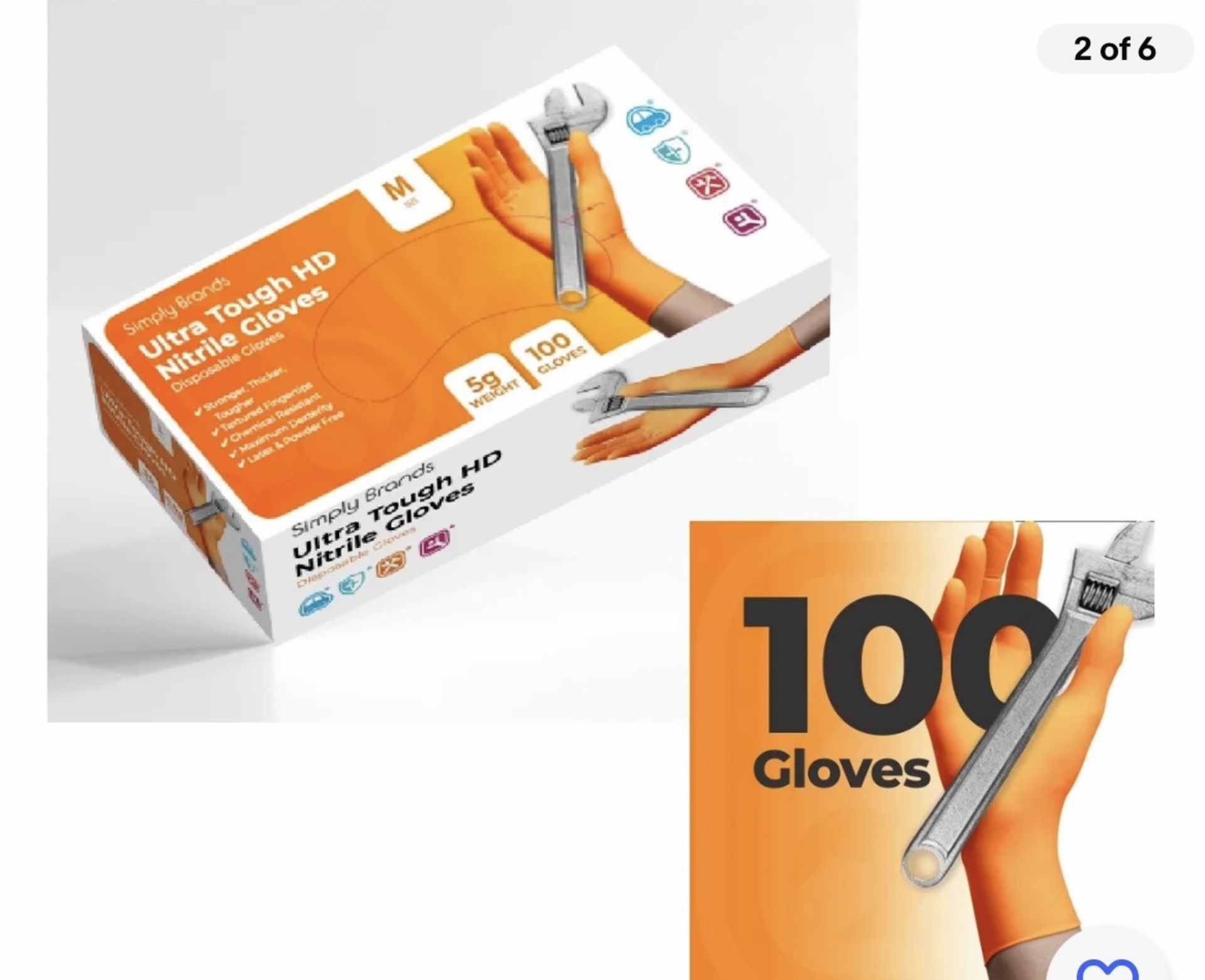 100 BOXES ULTRA TOUGH ORANGE NITRILE DISPOSABLE GLOVES LARGE FOR MECHANICS RRP £1299