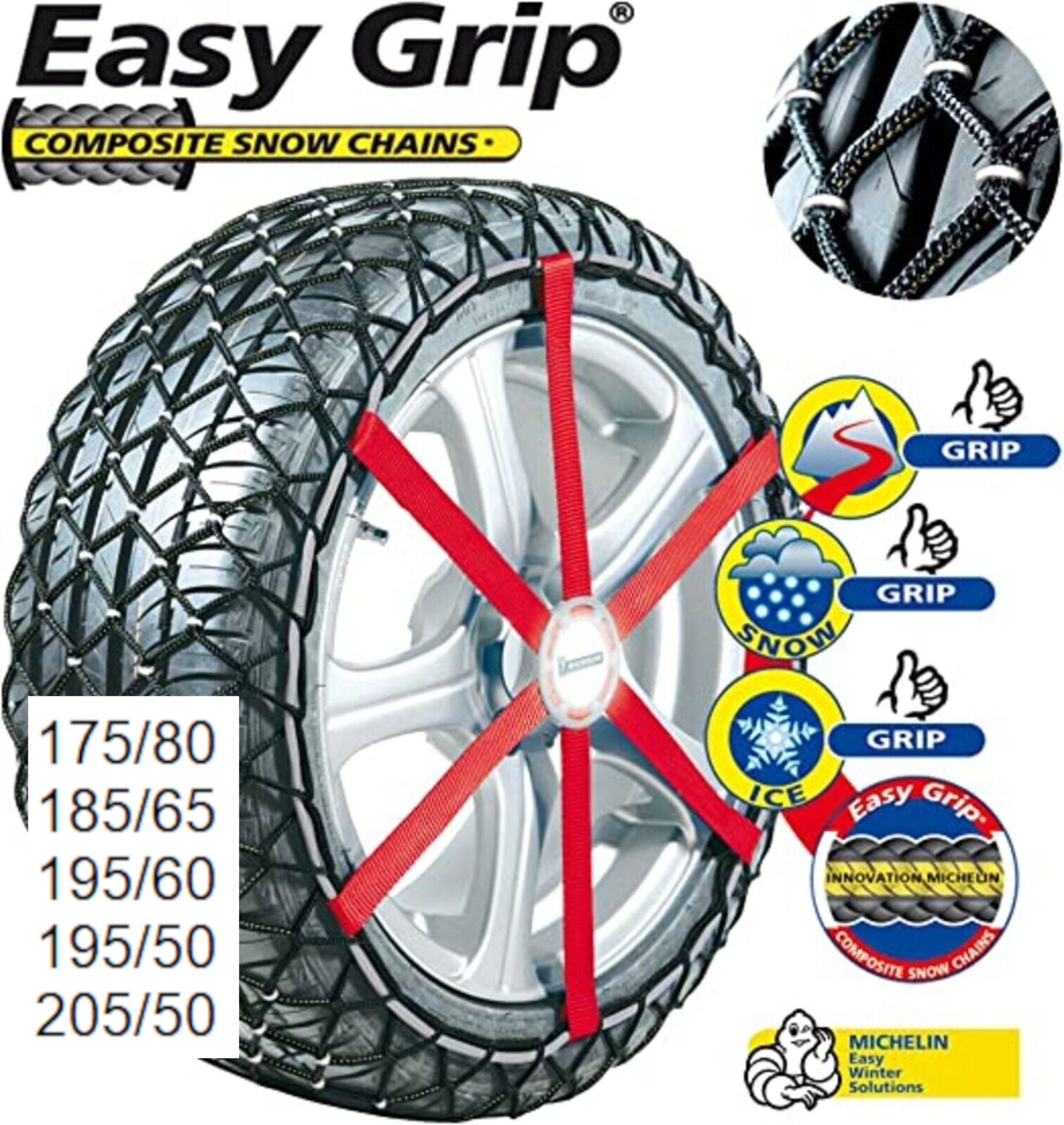 10 X MICHELIN 2 EASY GRIP SNOW CHAINS G13 7900 165/70/14 185/60/14 TYRES - RRP £350