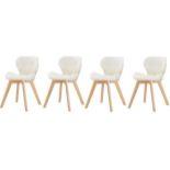 SET OF 4 DINING CHAIRS BEECHWOOD LEGS DIAMOND BEIGE