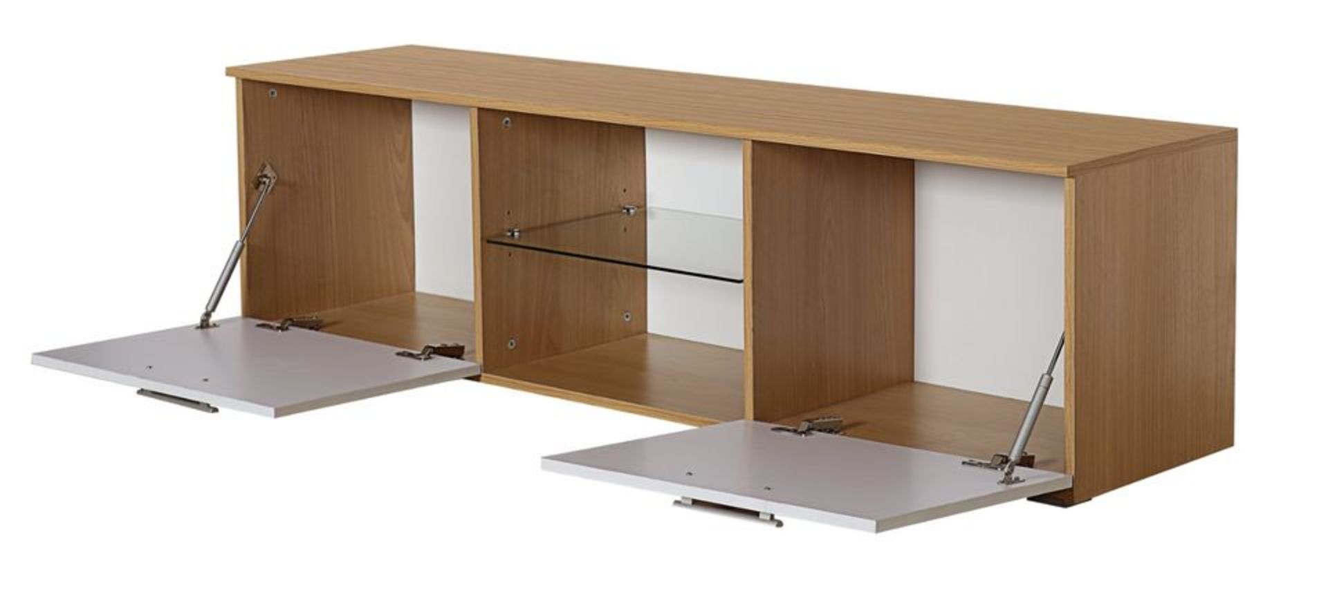 BRAND NEW 160CM WHITE ON OAK TV STAND (TV32) - Image 7 of 7