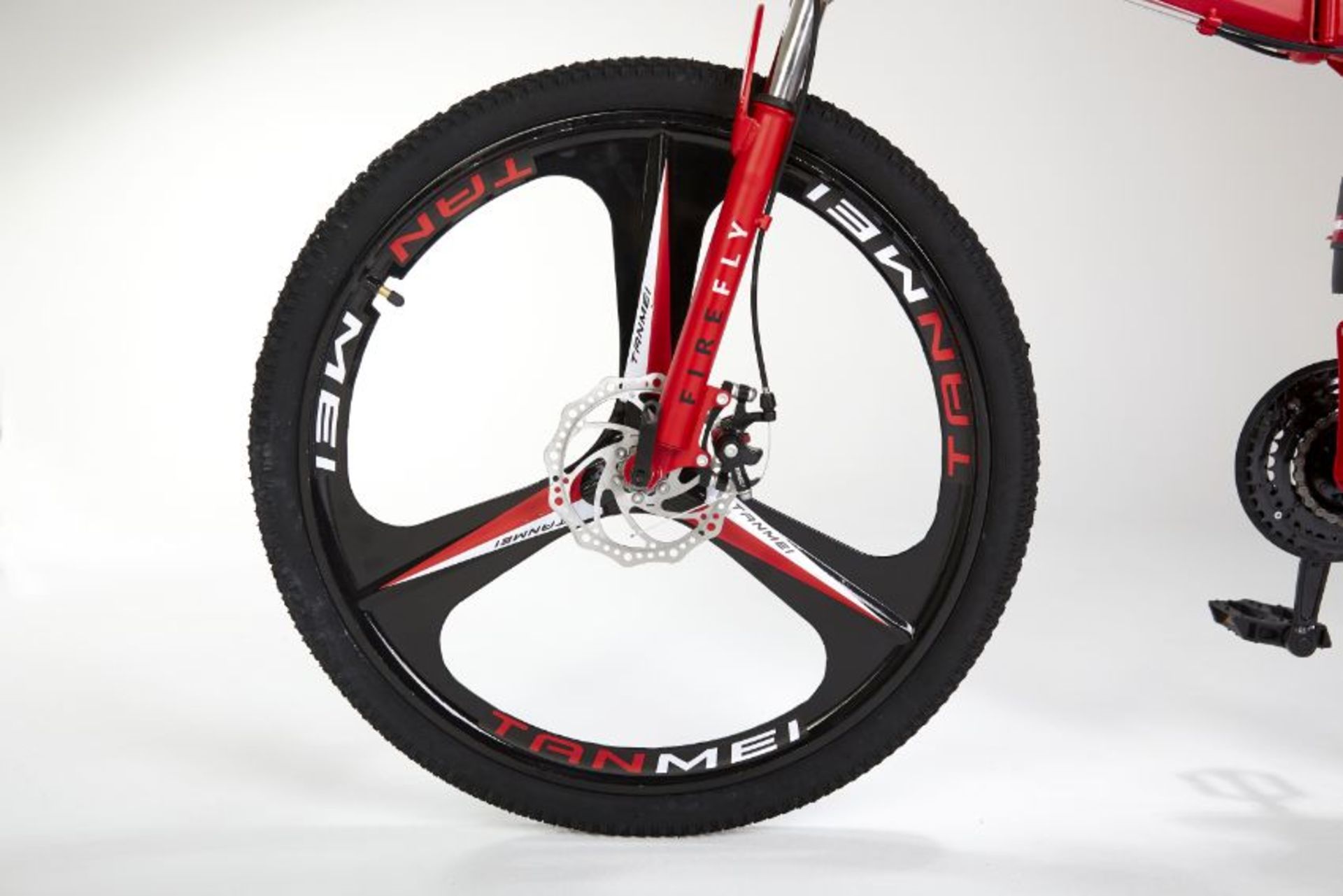 5 X BRAND NEW FULL SUSPENSION RED FIREFLY FOLDING 21 GEAR MOUNTAIN BIKE 3 SPOKE 26" WHEELS - Bild 3 aus 10