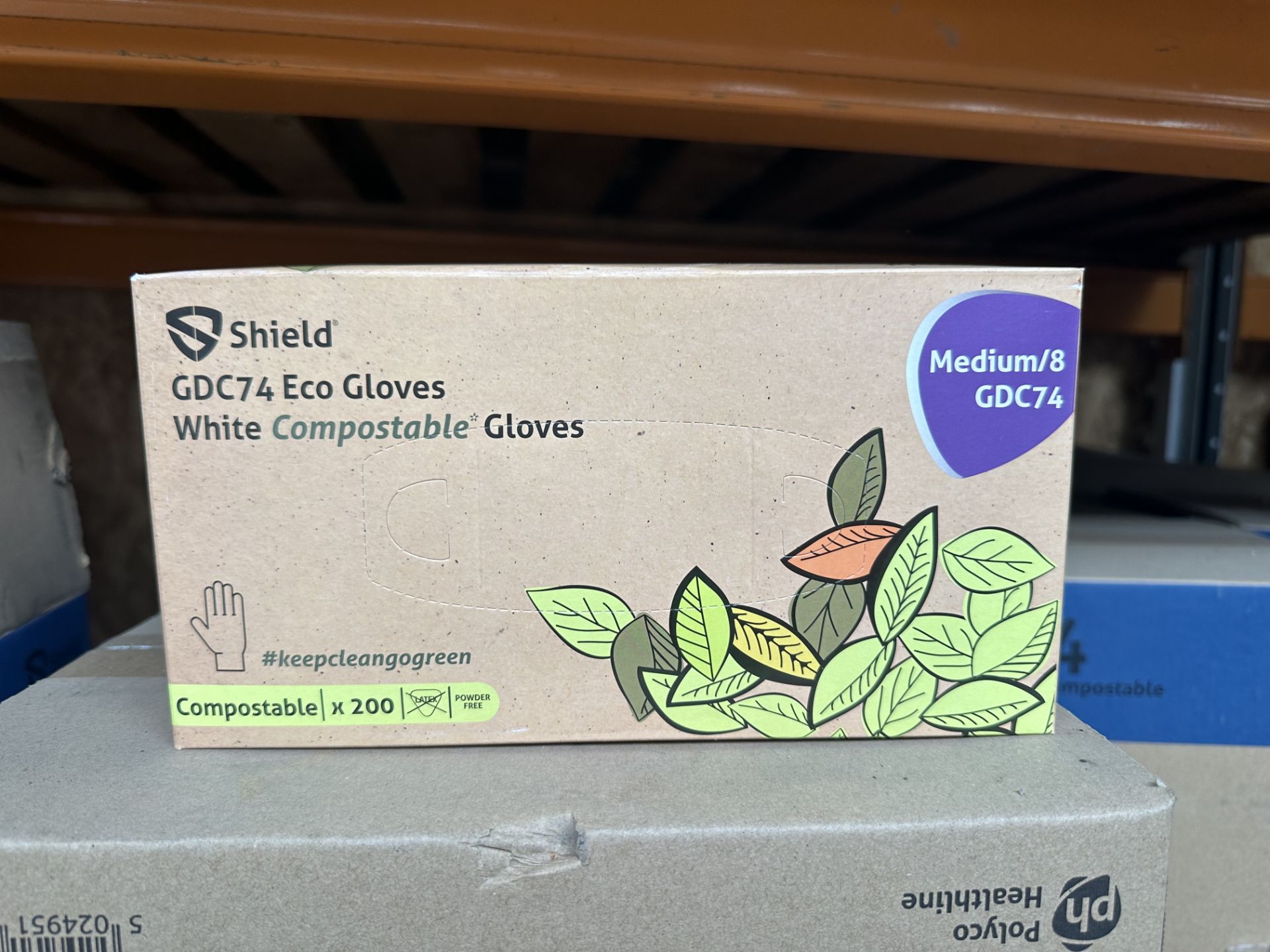 250 BOXES OF 200, SHIELD GDC74 ECO WHITE COMPOSTABLE GLOVES MEDIUM RRP £2500