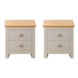 2 X BRAND NEW FLAT PACKED GREY WITH OAK TOP SHAKER-INSPIRED STYLISH DESIGN BEDSIDES