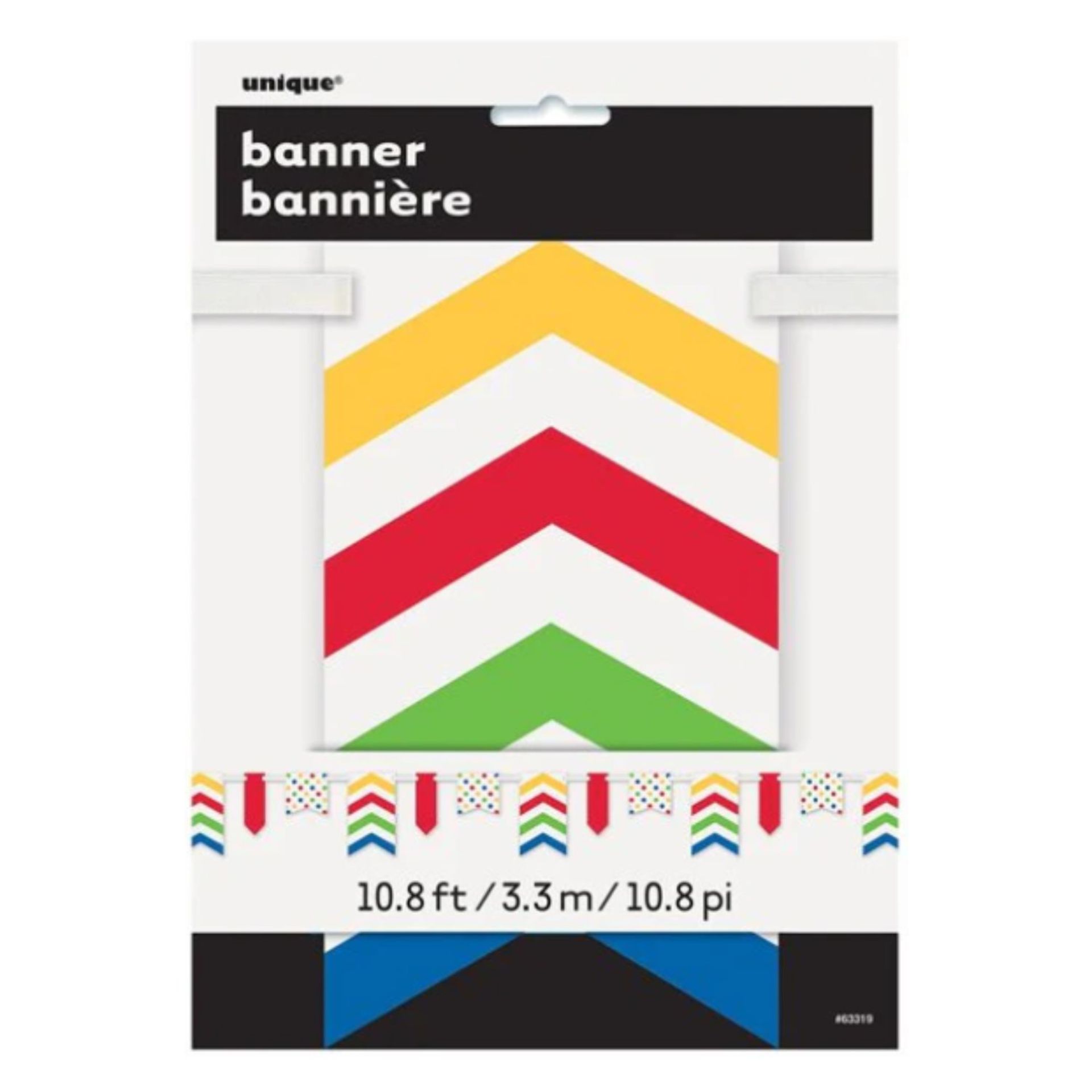 1000 BOLD DOTS 12' CHEVRON PAPER PENNANT BANNER, YELLOW, RED, GREEN & BLUE RRP £10,000