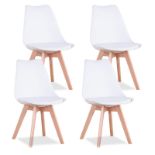 4X DINING CHAIRS SOFT PADDED SEAT KITCHEN CHAIRS WITH BEECH WOODEN LEGS MODERN