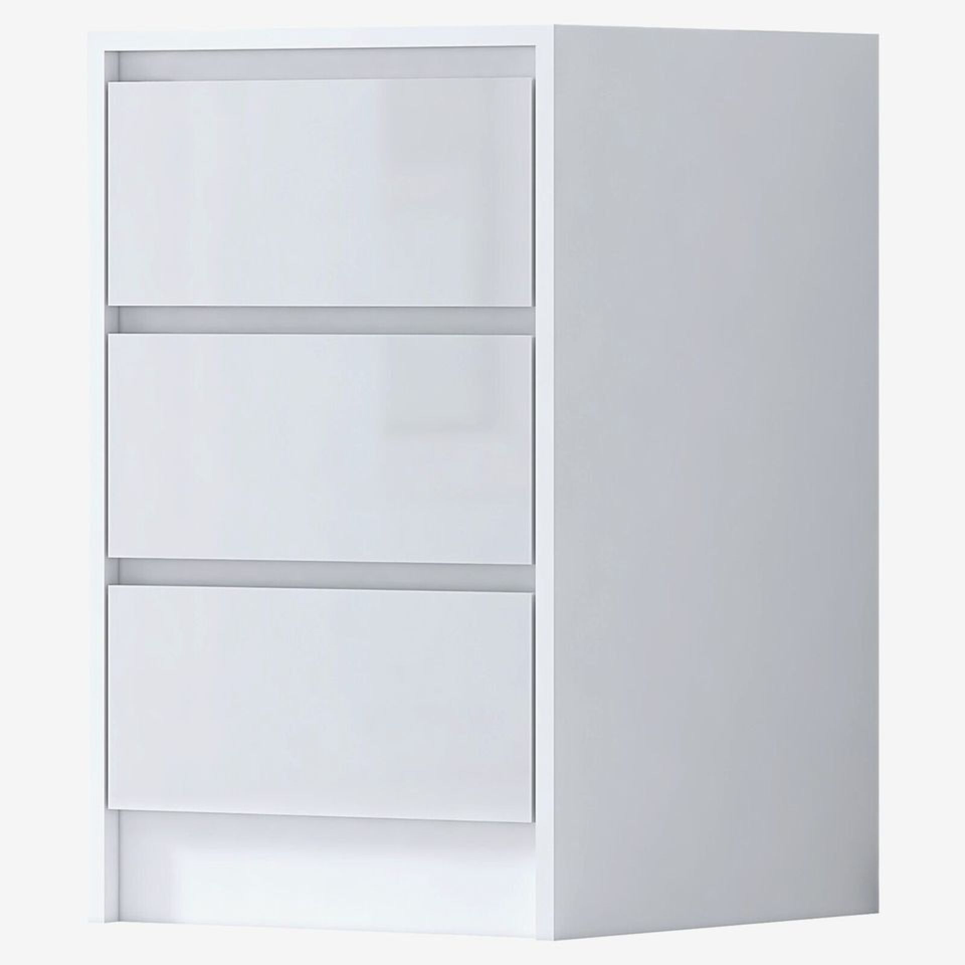 PAIR OF HIGH GLOSS WHITE BEDSIDE CABINET UNIT MODERN HANDLELESS DESIGN - H64CM X W40CM - Image 7 of 9