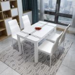 3 SETS OF 4 MODERN WHITE PU LEATHER DINING CHAIRS HIGH WHITE METAL LEGS PADDED SEAT RRP £299.97
