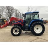 YEAR 2002 NEW HOLLAND TS100 WITH MAILLEUX MX 40.85 LOADER. 2 SPOOLS. PICK UP HITCH